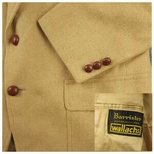 Vtg Camel Hair Blazer Sport Coat Mens 40R Slim Fit Flannel Gentleman 80s Tan